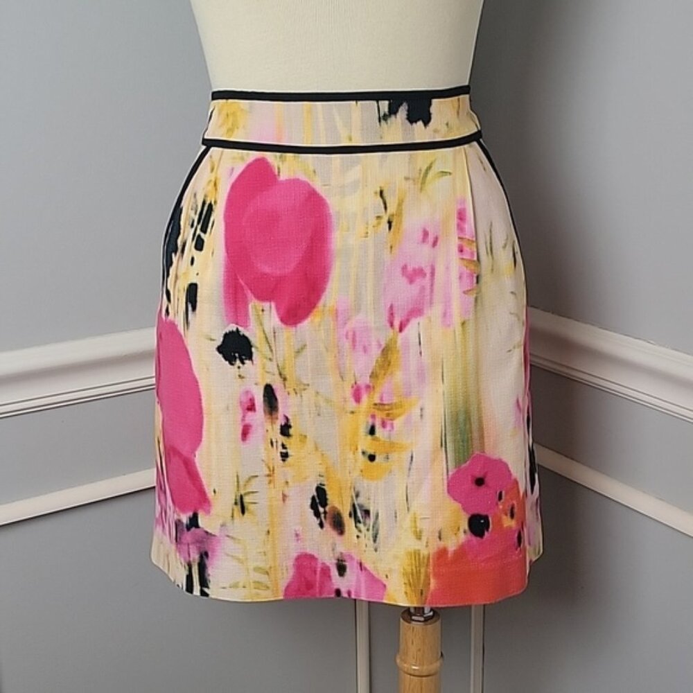 TABITHA | ANTHRO Floral Watercolor Abstract Pleated Slit Pocket Mini Party Skirt